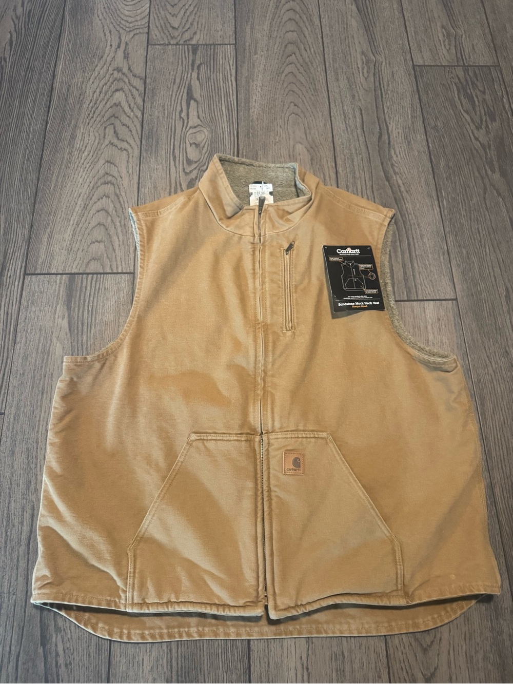 Carhartt Sherpa Lined Mock Neck Vest Sandstone Mens Size 2 XL Tall!